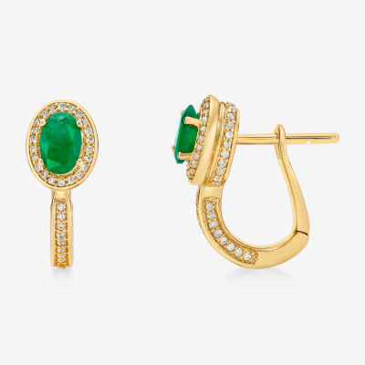 Womens 3/8 CT. T.W. Genuine Green Emerald 10K Gold Drop Earrings