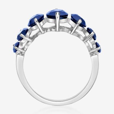 Womens Lab Created Sapphire Sterling Silver Cocktail Ring