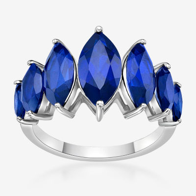 Womens Lab Created Sapphire Sterling Silver Cocktail Ring