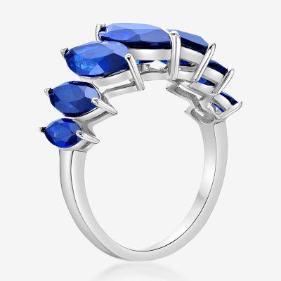 Womens Lab Created Sapphire Sterling Silver Cocktail Ring