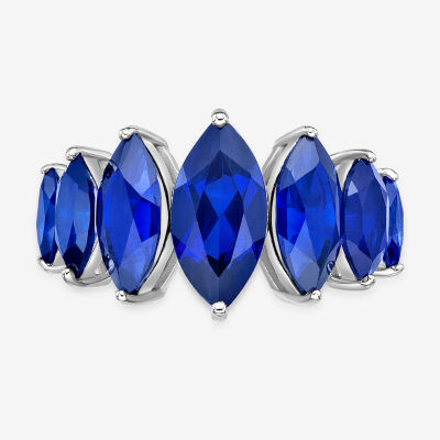 Womens Lab Created Sapphire Sterling Silver Cocktail Ring