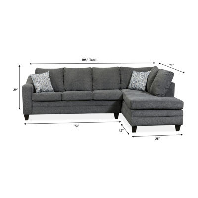 Sullivan 2-Piece Chenille Left-Arm Sofa Sectional with Chaise