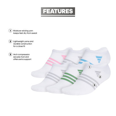 adidas Superlite 6 Pair No Show Socks Womens