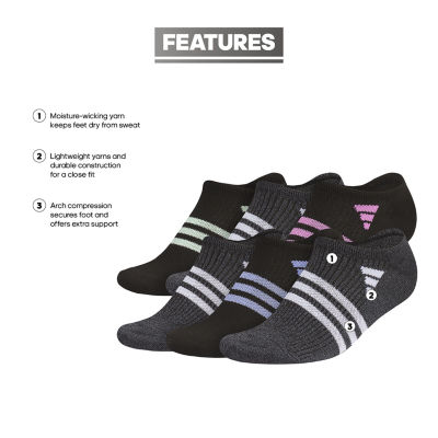 adidas Superlite 6 Pair No Show Socks Womens