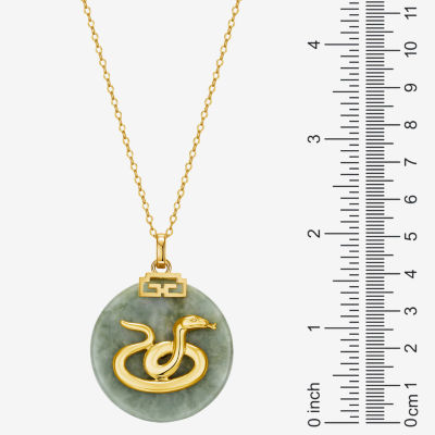 Snake Womens Genuine Green Jade 18K Gold Over Silver Pendant Necklace