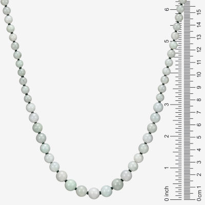 Womens Genuine Green Jade Sterling Silver Beaded Necklace
