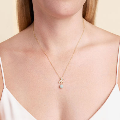 Dragonfly Womens Genuine Green Jade 18K Gold Over Silver 18 Inch Pendant Necklace