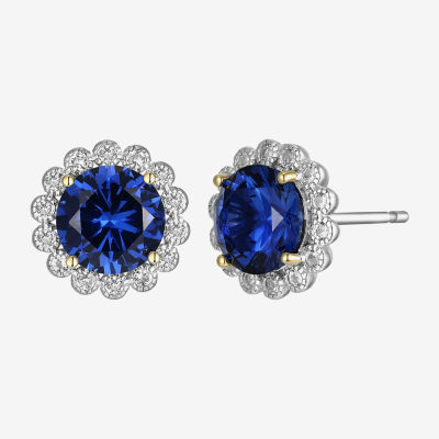 Gemstone Sterling Silver 10.3mm Flower Stud Earrings