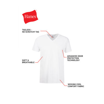 Hanes Fresh Iq Comfort Soft Mens 4 Pack Short Sleeve V Neck T-Shirt