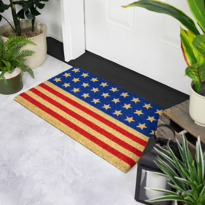 Northlight Stars And Stripes Coir Outdoor Star Indoor Rectangular Doormat