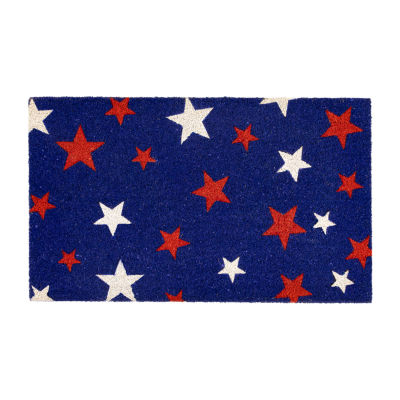 Northlight Blue Americana Coir Outdoor Star Indoor Rectangular Doormat