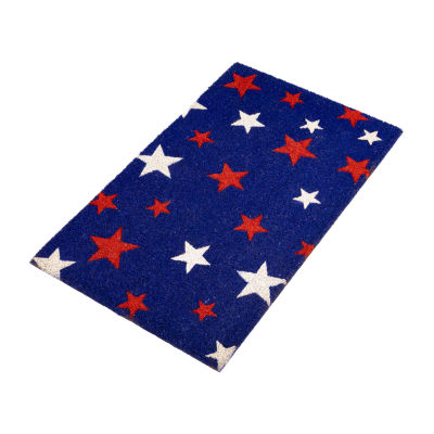 Northlight Blue Americana Coir Outdoor Star Indoor Rectangular Doormat