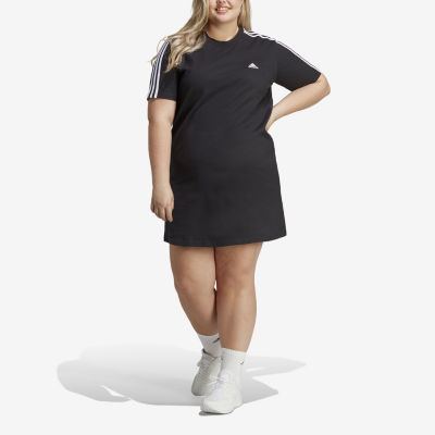 adidas Essentials Foundation 3 Stripes Tee Dress (Plus Size)
