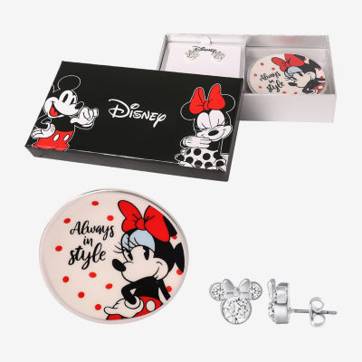 Disney Classics Womens Crystal Pure Silver Over Brass Minnie Mouse 2-pc. Jewelry Set