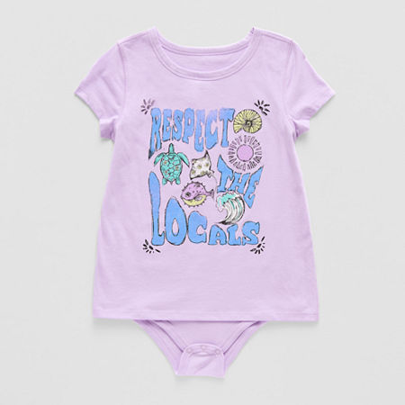 Thereabouts Little & Big Girls Adaptive Short Sleeve Bodysuit, X-large (16), Purple