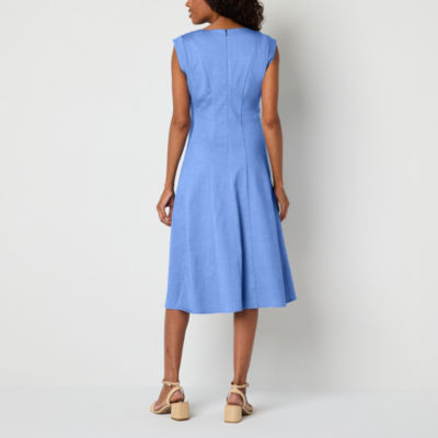Liz Claiborne Womens Sleeveless Midi A-Line Dress