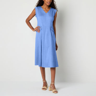 Liz Claiborne Womens Sleeveless Midi A-Line Dress