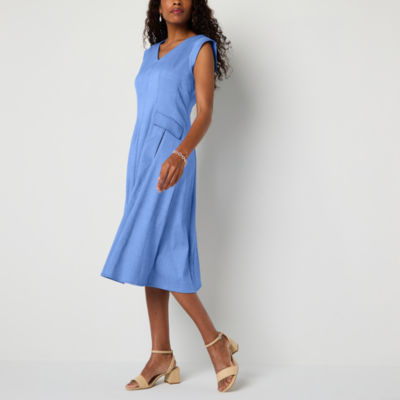 Liz Claiborne Womens Sleeveless Midi A-Line Dress