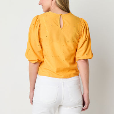 Liz Claiborne Womens Crew Neck 3/4 Sleeve Blouse