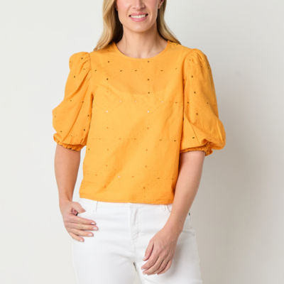 Liz Claiborne Womens Crew Neck 3/4 Sleeve Blouse