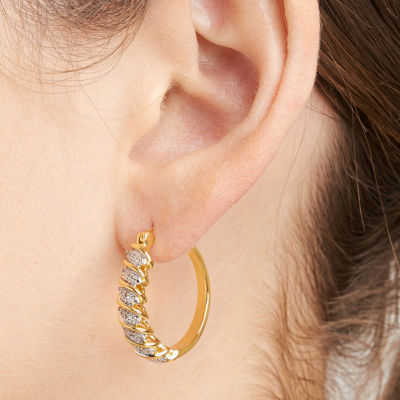 Sparkle Allure Diamond Accent 18K Gold Over Brass Curved Hoop Earrings