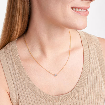 Sparkle Allure Womens White Diamond Accent Pure Silver Over Bronze Oval 18 Inch Pendant Necklace