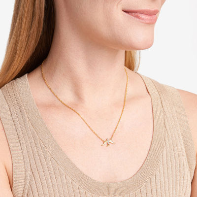 Sparkle Allure Bird Womens White Diamond Accent Pure Silver Over Bronze 18 Inch Pendant Necklace