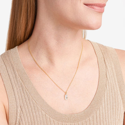 Sparkle Allure Womens White Diamond Accent Pure Silver Over Bronze Dog Tag 18 Inch Pendant Necklace