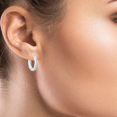 Womens Sterling Silver 20mm Round Hoop Earrings