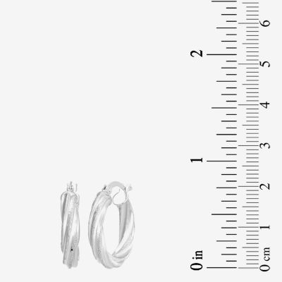 Womens Sterling Silver 20mm Round Hoop Earrings