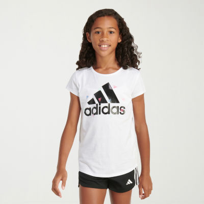 adidas Big Kid Girls Crew Neck Short Sleeve Regular Fit Graphic T-Shirt