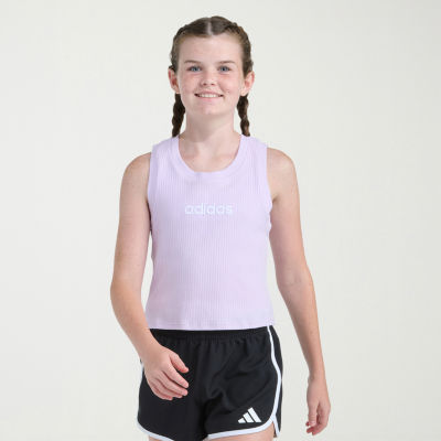 adidas Big Kid Girls Crew Neck Embroidered Sleeveless Active Tank Top