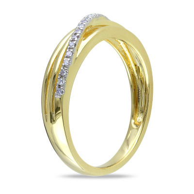 2MM Diamond Accent Natural White 18K Gold Over Silver Band