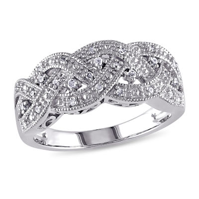 Womens 1/8 CT. T.W. Natural White Diamond Sterling Silver Band