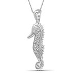 Seahorse Womens Diamond Accent Genuine White Diamond Sterling Silver Pendant Necklace