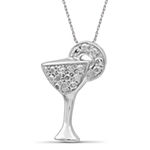 Cocktail Glass Womens Diamond Accent Genuine White Diamond Sterling Silver Pendant Necklace