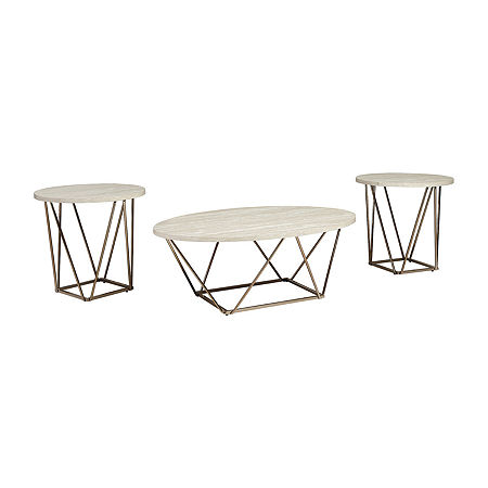 Signature Design By Ashley Tarica Coffee Table Set, One Size, White