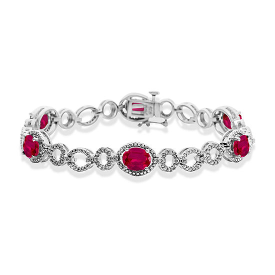 Lab Created Red Ruby Sterling Silver 7 Inch Tennis Bracelet