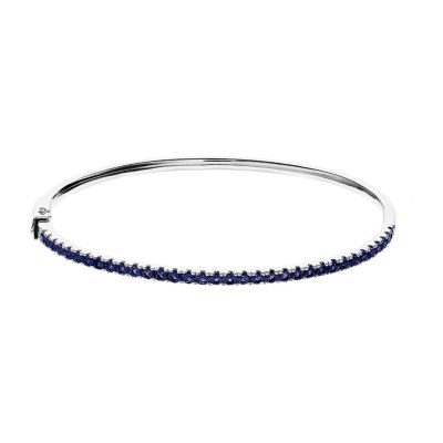Lab Created Blue Sapphire Sterling Silver Bangle Bracelet
