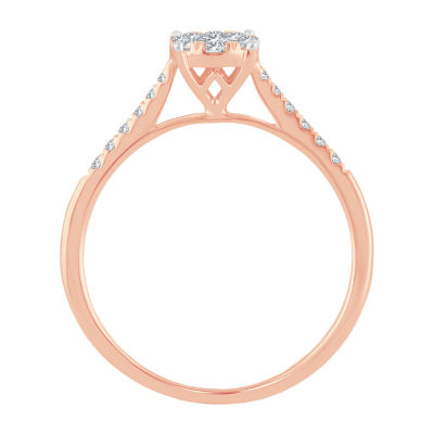 Womens 1/3 CT. T.W. Natural White Diamond 10K Rose Gold Round Engagement Ring