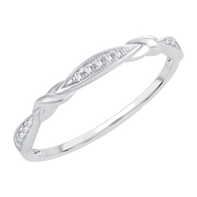 Womens Diamond Accent Natural White Diamond 10K White Gold Wedding Band