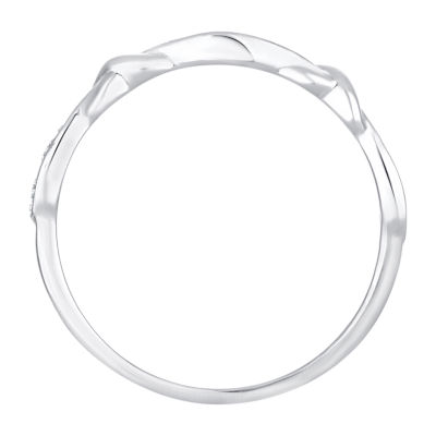 Womens Diamond Accent Natural White Diamond 10K White Gold Wedding Band