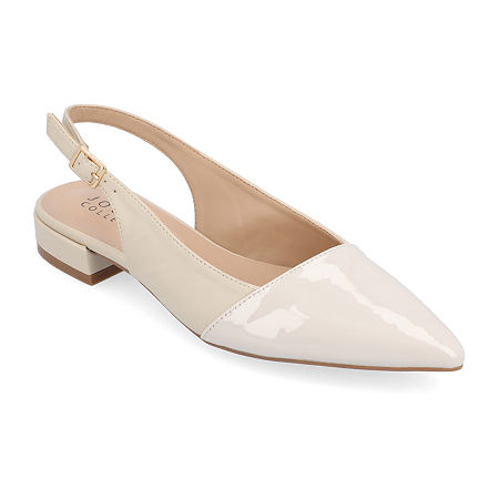 Journee Collection Bertie Womens Pointed Closed Toe Ballet Flats, 12 Medium, Beige