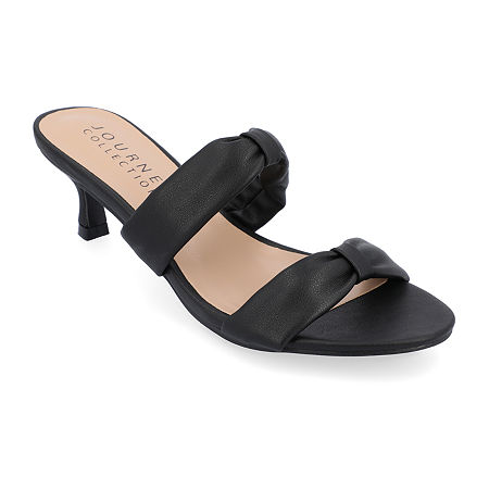 Journee Collection Dyllan Womens Round Open Toe Kitten Heel Pumps, 11 Medium, Black