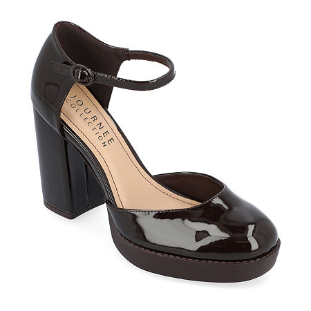 Journee Collection Samarr Womens Round Closed Toe Wedge Heel Pumps, 10 Medium, Brown