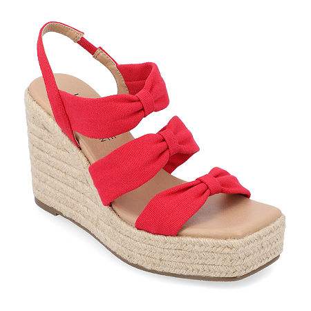 Journee Collection Womens Santorynn Wedge Sandals, 10 Medium, Red