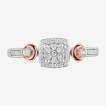 Disney Rapunzel Inspired Diamond Tiara Ring in 10K Sterling Silver & Rose  Gold 1/10 CTTW