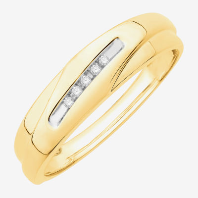 3PC His and Hers Trio Wedding Set Featuring 1/7 CT.T.W. Natural Diamond Womens Bridal Set and Mens Wedding Band in 10K or 14K Two Tone Gold