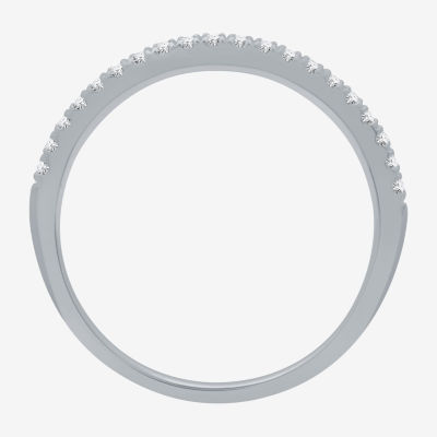 (H-I / Si1-Si2) Womens 1 CT. T.W. Lab Grown White Diamond 10K White Gold Cushion Side Stone Halo Bridal Set