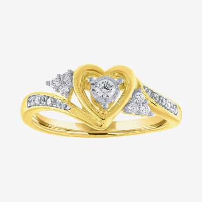 Promise My Love Womens 1/6 CT. T.W. Natural Diamond 10K Gold Heart Promise Ring